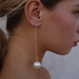 Pearl Earrings, Sphere Earrings, Statement Earrings, Handmade Earrings, planetary spheres, long drop earrings, Laka Luka Design