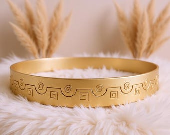 Greek Wedding Crowns Stefana, Meander and Spiral Design Matching Tiaras, Gold or Platinum Plated