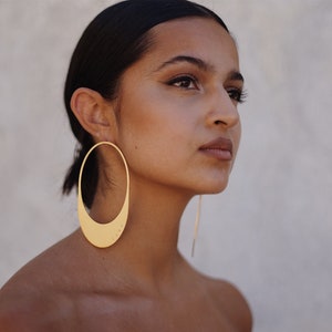 Personalized Hoop Earring, Oversized earrings. Custom Earrings. Statement earrings. Laka Luka Design Oval memory earring, Gift for Her image 1