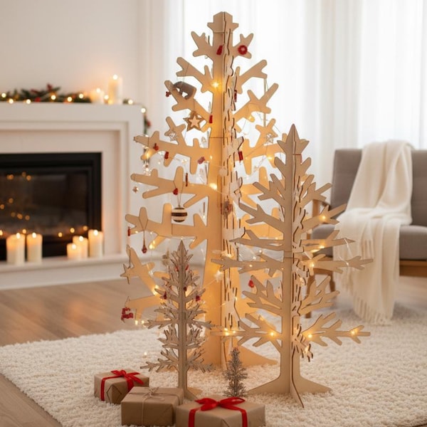 Eco Friendly Wooden Christmas Tree, Laka Luka Nordic "Birch" Design,  Cat Friendly Christmas Tree