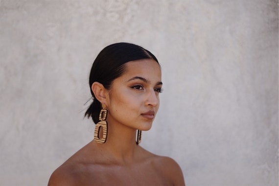 Vintage Brown Wooden Earrings For Women Retro African