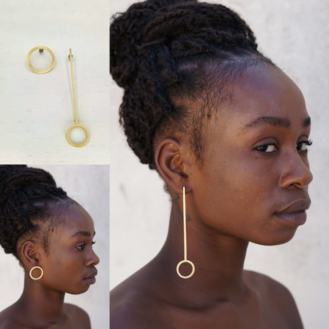 Mismatched Statement Earrings Asymmetrical Gold Earrings - Etsy