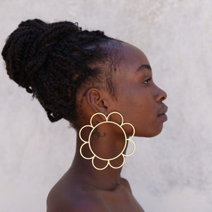 African Earrings, African Jewelry, Geometric Earrings, Flower Oversized Earrings, Large Hoop Earrings, Laka Luka Design, scalloped shapes