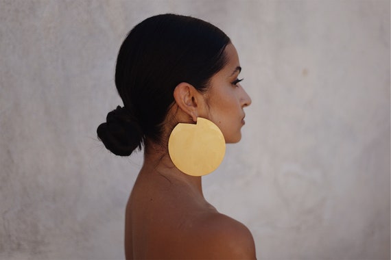 ジオメトリフープイヤリング ステートメント ゴールドメッキ オーバルテクスチャフープ レディース ガールズ 金属 不明　並行輸入品 : 金メッキイヤリング 女性用 低刺激性 ゴールド