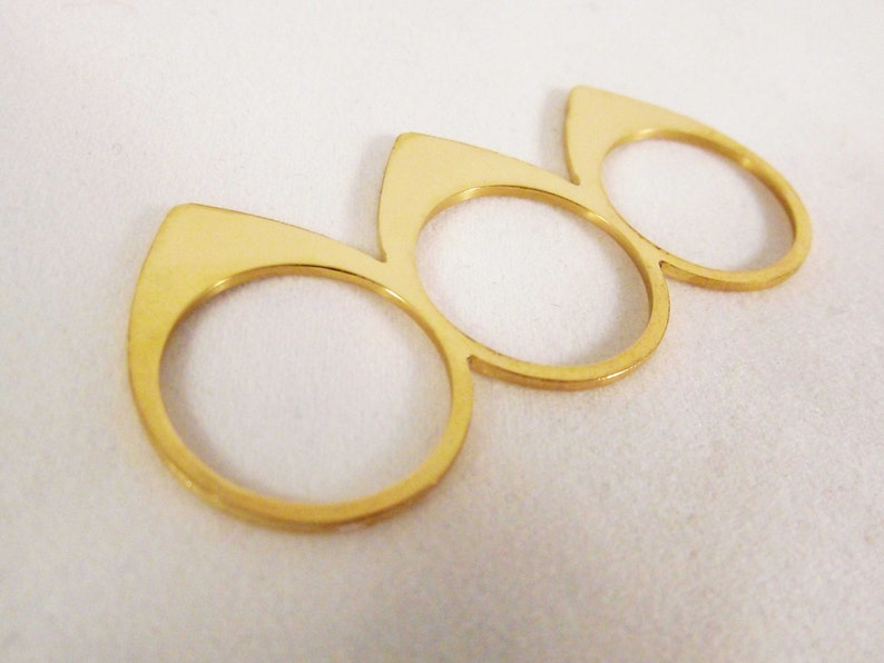 Triple Finger Ring 3 Peaks unique Laka Luka Design, Knuckle Ring, Stacking Rings. Three Finger Ring, Delicate Gold Plated Ring image 8