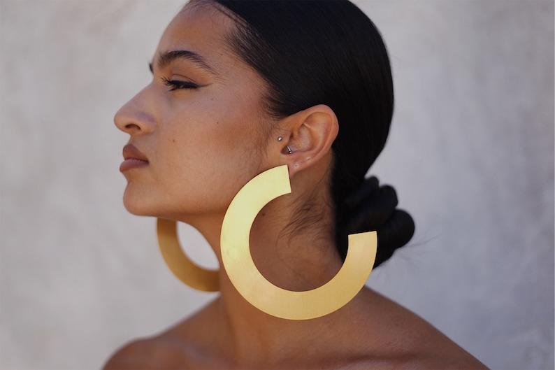 African Earrings, Custom Earrings Large Hoop Earrings. Laka Luka design Trois Quart earrings, Gift for Her, Handmade Earrings image 5