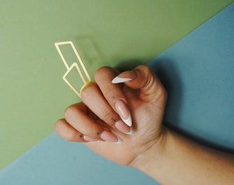 Skinny Ring "Climax", unique Laka Luka design, Ultra Thin Geometric Ring. Size 7 ring. Gold Plated Ring. Stainless Steel Ring, Knuckle Ring