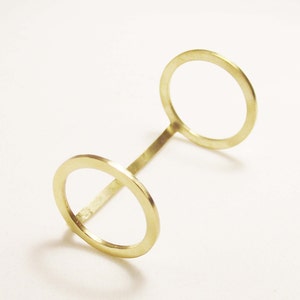 Laka Luka Design &quot;Connection&quot; double knuckle ring, Midi Ring, Knuckle Ring, Stacking Rings. Ultra Thin Geometric Ring. Size 7 ring.