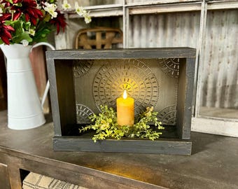 Handmade Wooden Candle Box: Rustic Farmhouse Decor