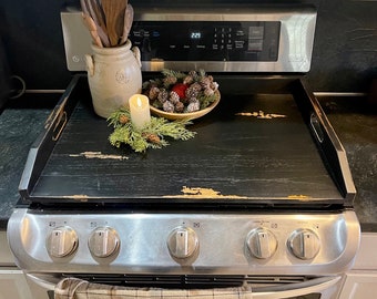 Stove Top Cover Primitive Black Noodle Board| Kitchen Decor | Wooden Board | Serving Tray