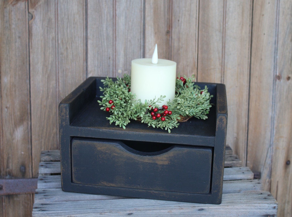 Handmade Key Box Primitive Black Distressed Farmhouse Decor