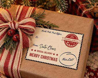 Santa Claus Post Office Gift Wrapping Stickers - Set of 20