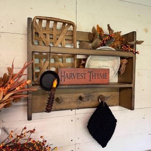 Rustic Peg Shelf: Autumn Brown Farmhouse Style, 24" Handmade