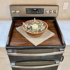Handmade Wood Stove Top Cover: Farmhouse Kitchen Serving Tray (28x20x3) Wedding Gift