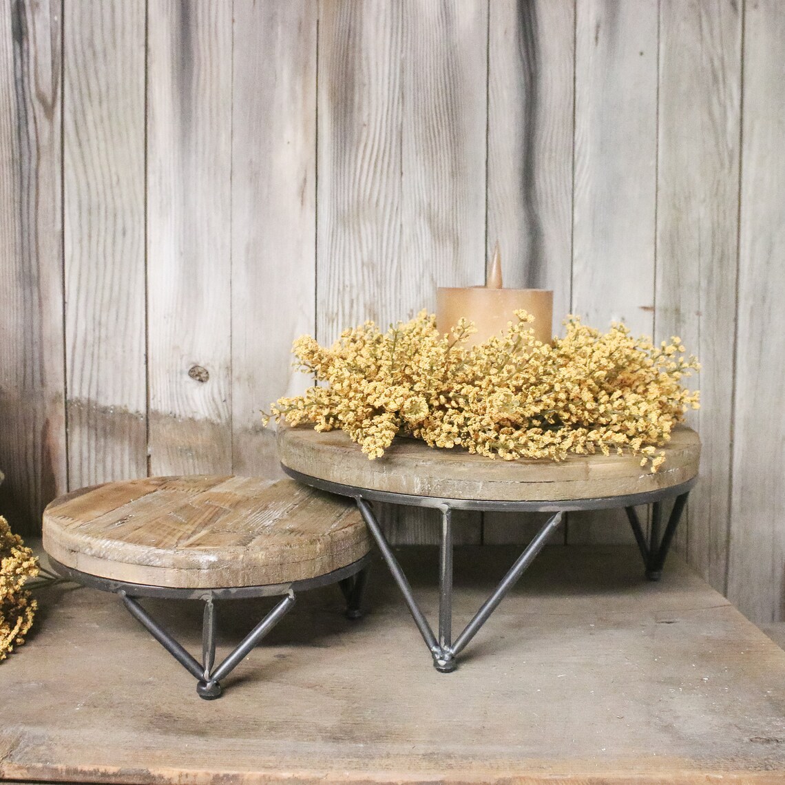 Reclaimed Wooden Table Riser Set of 2 Kitchen Decor Etsy