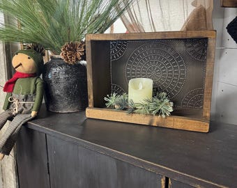 Handmade Primitive Tin Box - Wall Box - Farmhouse Decor