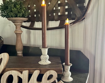 Flameless Brown Taper Candle Set comes with w/FREE Remote| Housewarming Gift| Wedding Supplies| Gift Idea|Table Decor| Best Flamless Candles