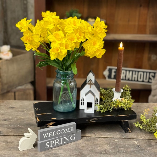 Yellow Daffodil Bush Set: Faux Spring Flowers, Mother's Day Decor