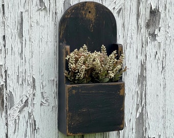 Handmade Primitive Flower Door Box: Rustic Distressed Farmhouse Decor
