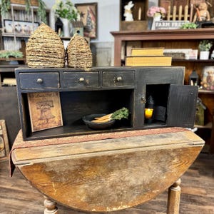 Distressed Black Magnolia Cupboard: Rustic Farmhouse Wall Cabinet