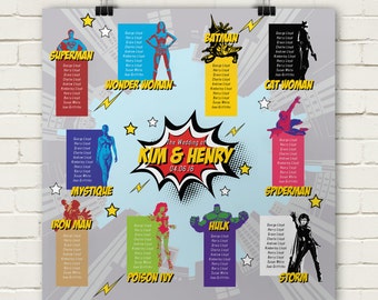 Superhero Comic Book Inspired | Wedding Table Plan & Table Cards [Printable - Digital Only]