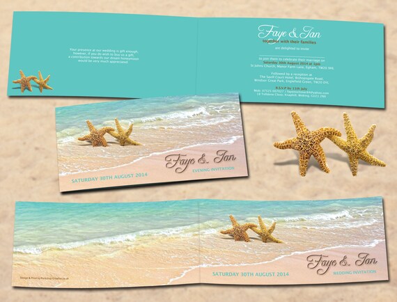 Beach Theme Wedding Invitations Printable Digital Only | Etsy