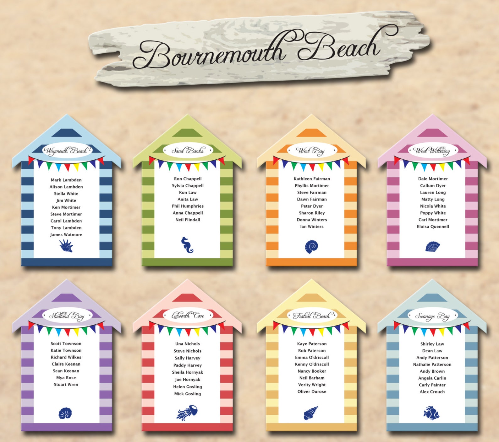 Beach Theme Wedding Table Plan &amp; Table Cards printable Digital Only - Etsy