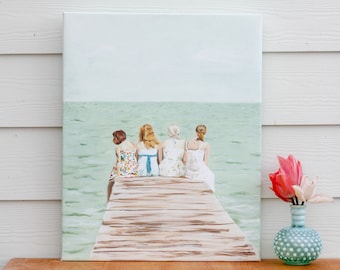 Seventeenth Summer | painting, girls, nursery, teen girl, canvas, aqua, inspirational, whimsical, dorm decor, wall art, feminine,