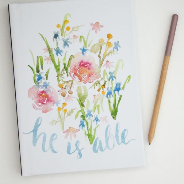 watercolor journal | devotional, prayer journal, floral watercolor, floral stationary, handpainted
