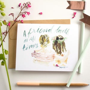tarjeta de amistad / acuarela, besties, inspirador, proverbios, novias, amistad, hermanas, caprichoso,