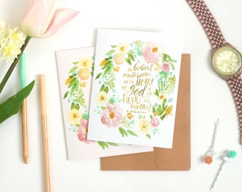 mother's day card | inspirational, religious, christian, sweet, floral, watercolor, blush, yellow, botanical, lovely, elegant, timeless