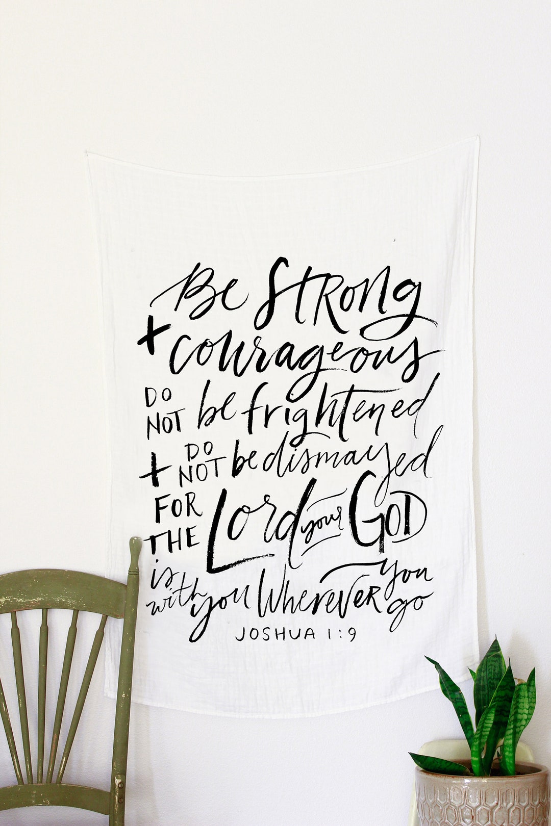 Swaddle Blanket Scripture, Be Strong Courageous, Muslin, Bible Verse