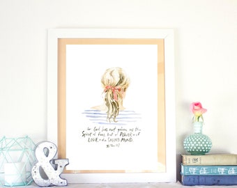 art print | watercolor, scripture, girls, fashion, bible verse, encouraging, dorm room, girl nursery, feminine art, classy lady