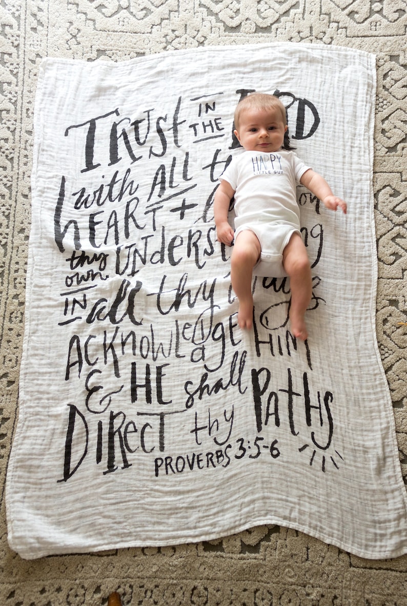 Swaddle Blanket Scripture Muslin Joshua Courageous Bible Etsy