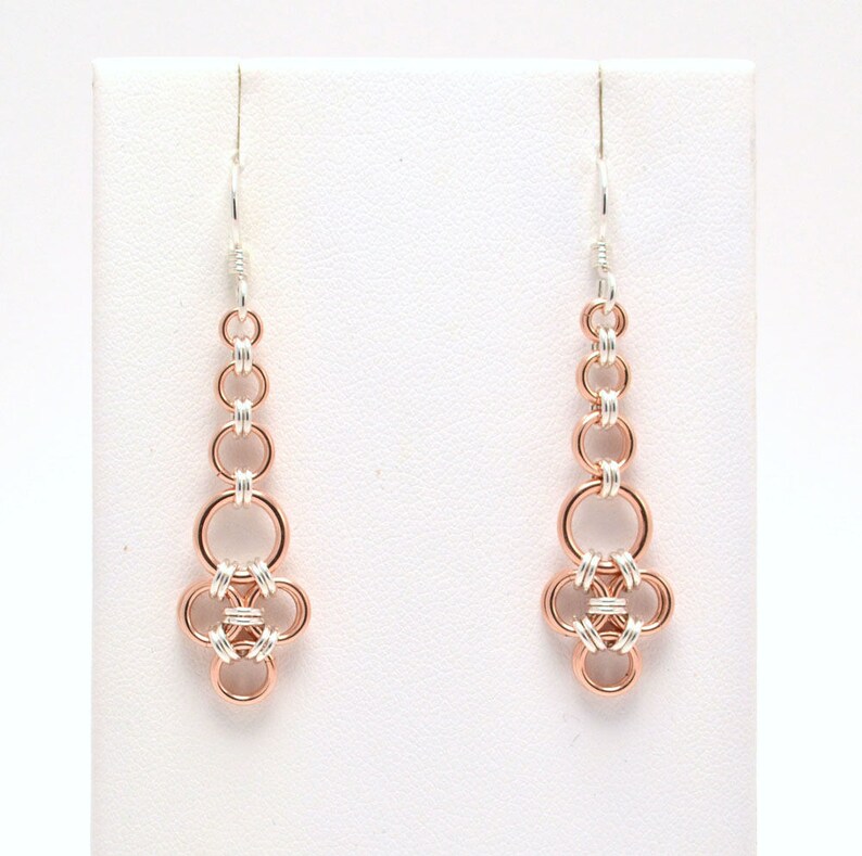 Japanese Earrings in Rose Gold Fill and Sterling Silver