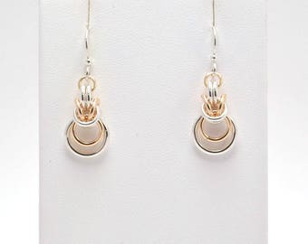 Large Loop Byzantine Earrings in Sterling Silver and Gold Fill