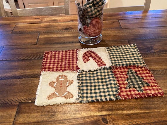 New Red Green Christmas Placemats Set Of 4 Table Mats Woven Cloth