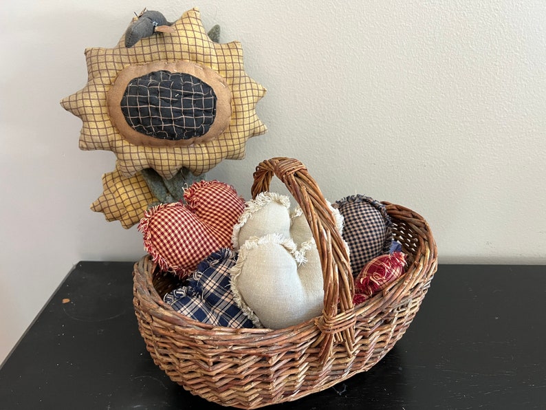 Homespun Plaid Ornies Bowl Fillers Primitive Hearts Red Blue Etsy