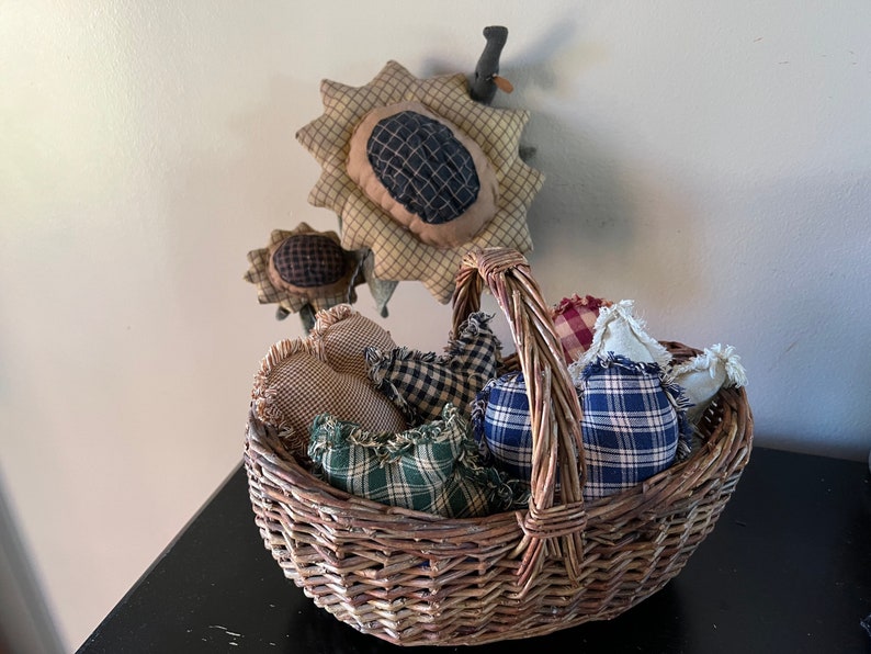 Homespun Plaid Ornies Bowl Fillers Primitive Hearts Mix Red Etsy