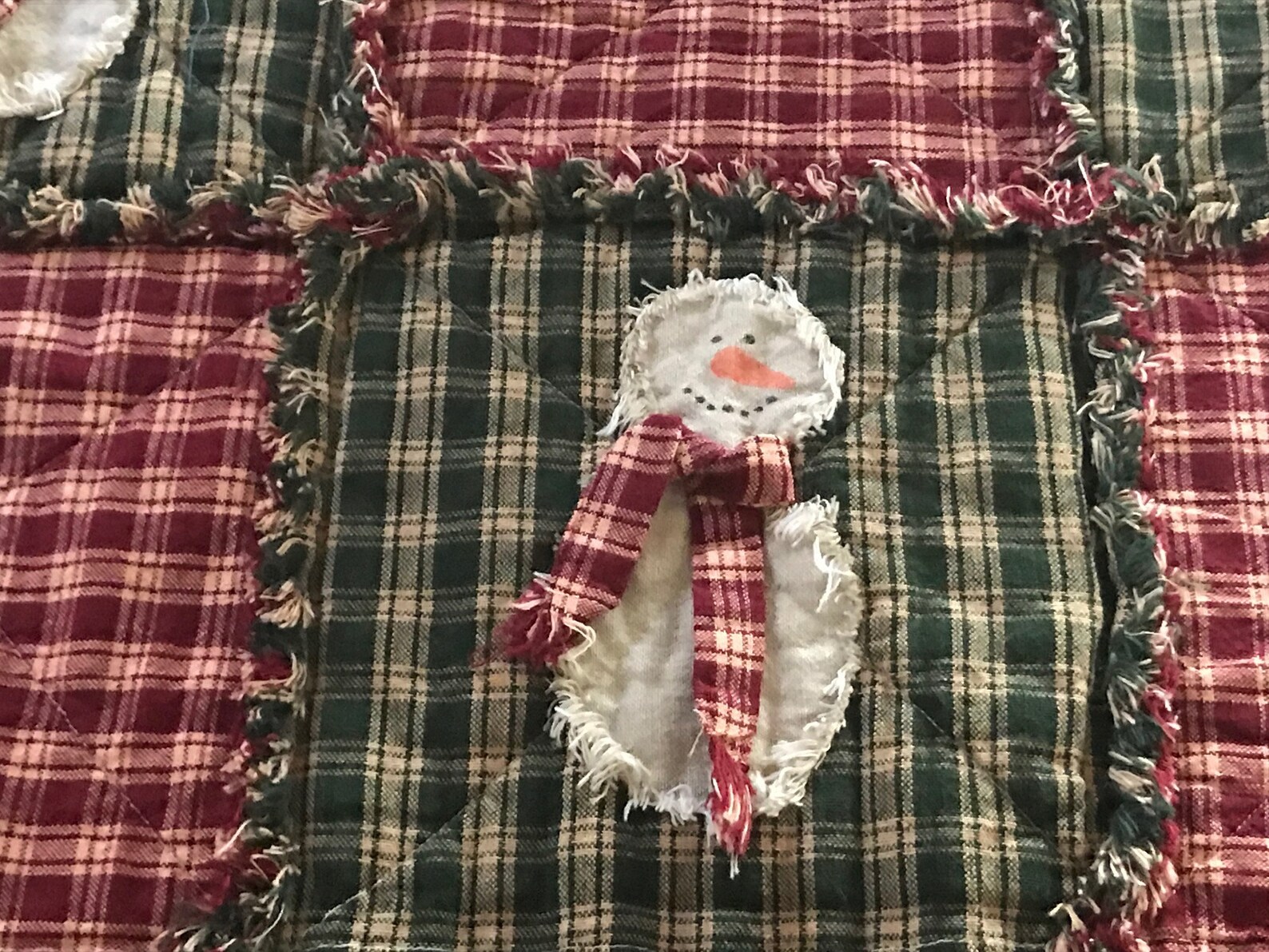 Plaid Homespun Primitive Rag Quilt Table Runner Christmas Red Etsy