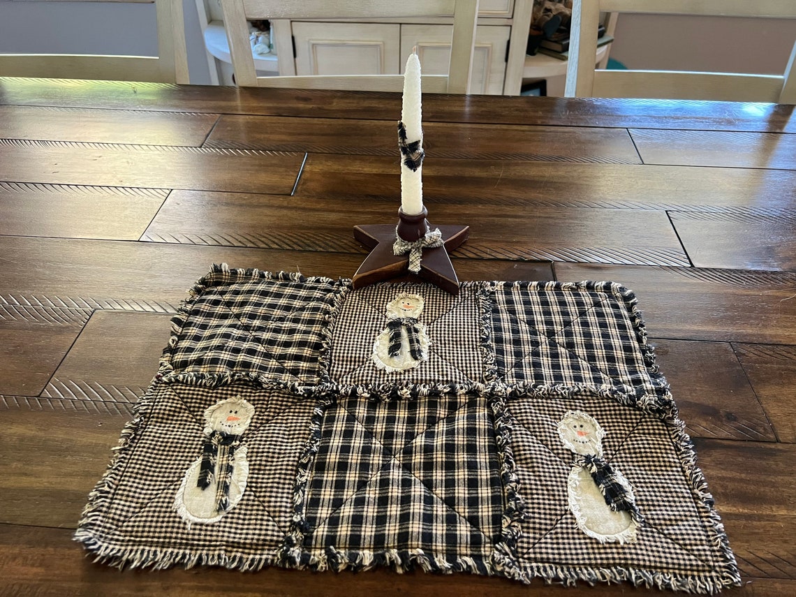 New Primitive Rag Quilt Homespun Placemats Place Mat Christmas Etsy