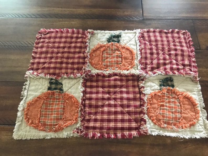 New Primitive Rag Quilt Pumpkin Placemat Fall Autumn Harvest Etsy