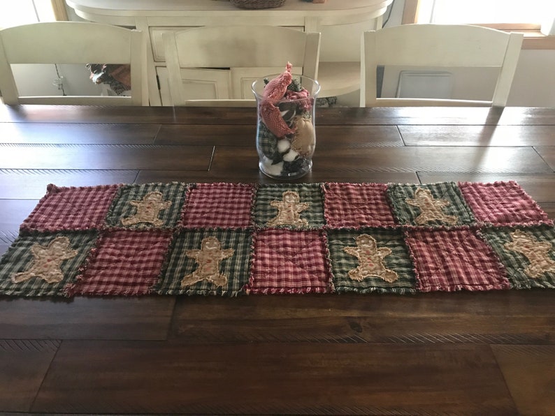 NEW Plaid Homespun Primitive Rag Quilt Table Runner Christmas Etsy