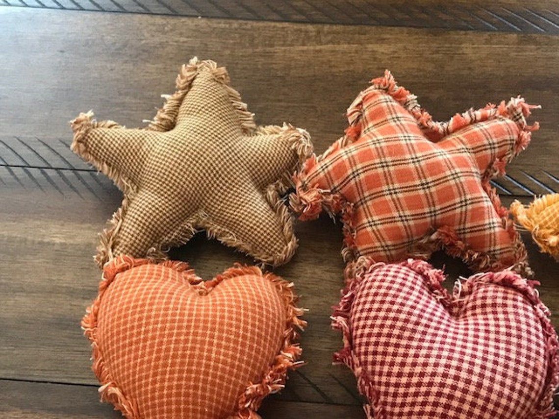 New Homespun Plaid Ornies Bowl Fillers Primitive Hearts & Etsy