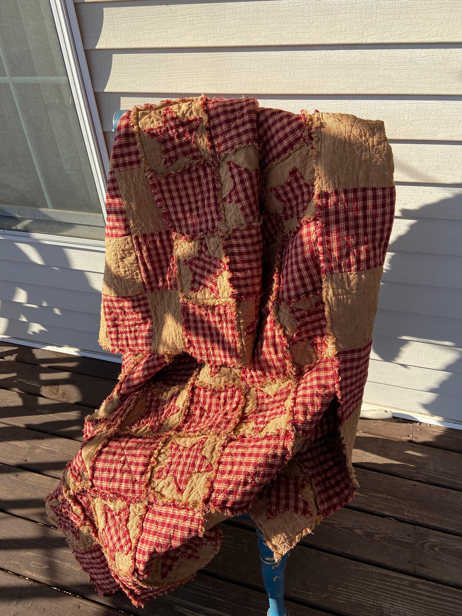 New Handmade Rag Quilt Homespun Primitive Country Rustic Plaid Etsy