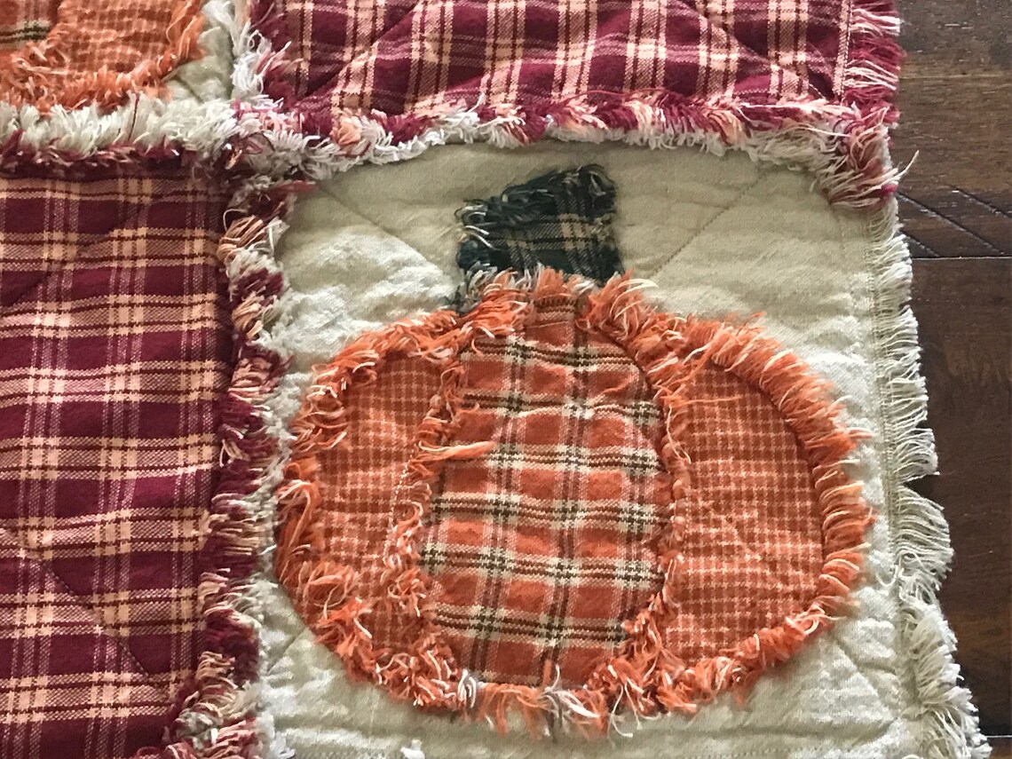 New Primitive Rag Quilt Pumpkin Placemat Fall Autumn Harvest Etsy