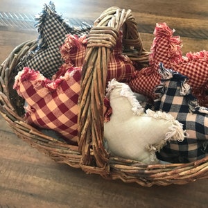 New Homespun Plaid Ornies Bowl Fillers PrImITive Stars Red Blue Tan Americana 4th of July Independence Day