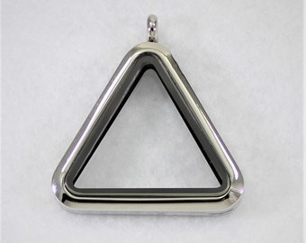 Floating Locket / Glass Locket / Memory Locket Pendant Stainless Steel Triangle