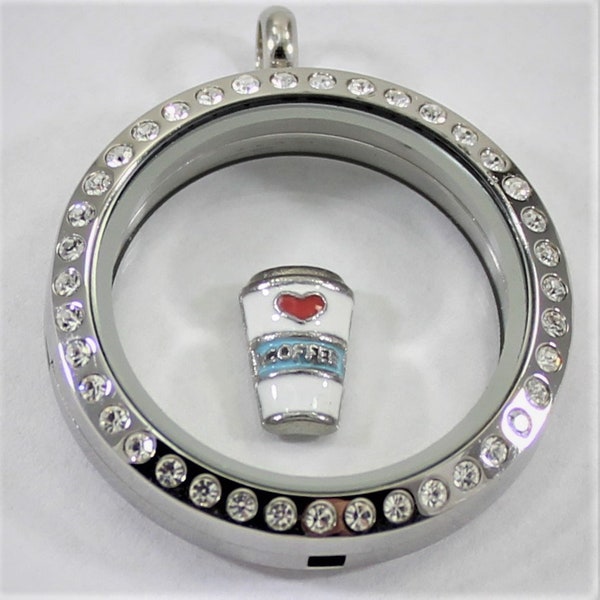 Coffee Cup Floating Charm for Glass Locket