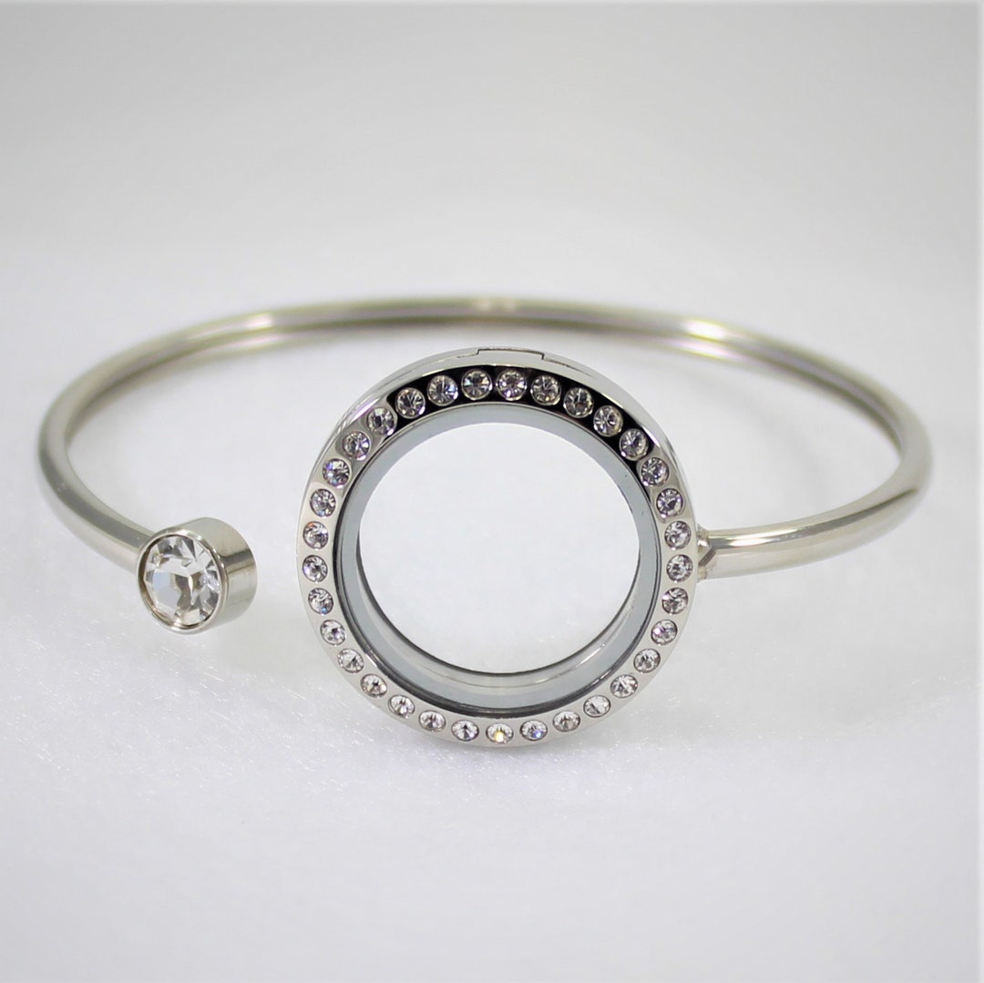 25mm Floating Locket Bangle Bracelet / Glass Locket / Memory Locket ...